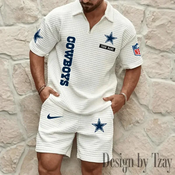 Dallas Cowboys Men's Waffle Knit Short Sleeve Slim Fit Soft Summer And Shorts BSPTWHZSS352