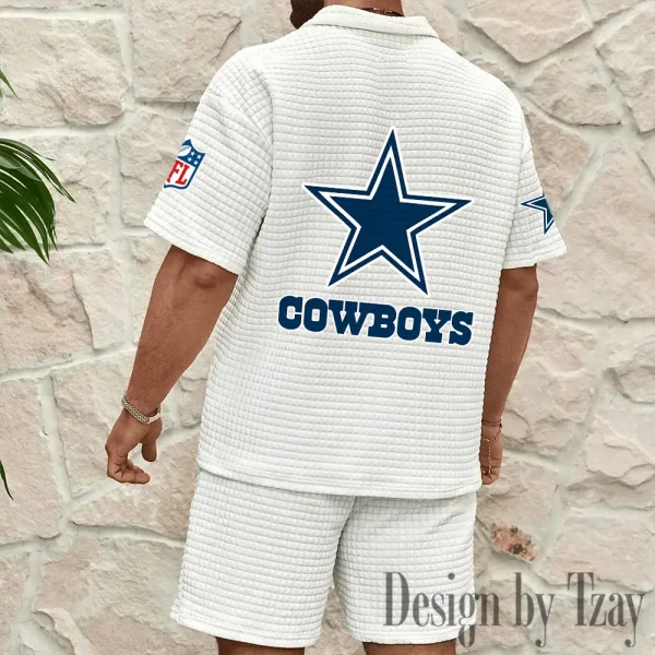 Dallas Cowboys Men's Waffle Knit Short Sleeve Slim Fit Soft Summer And Shorts BSPTWHZSS352 - Image 2
