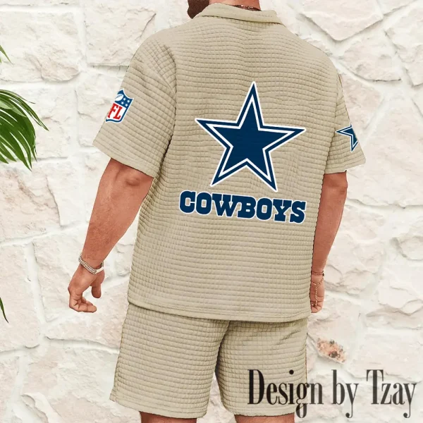 Dallas Cowboys Men's Waffle Knit Short Sleeve Slim Fit Soft Summer And Shorts BSPTWHZSS352 - Image 8
