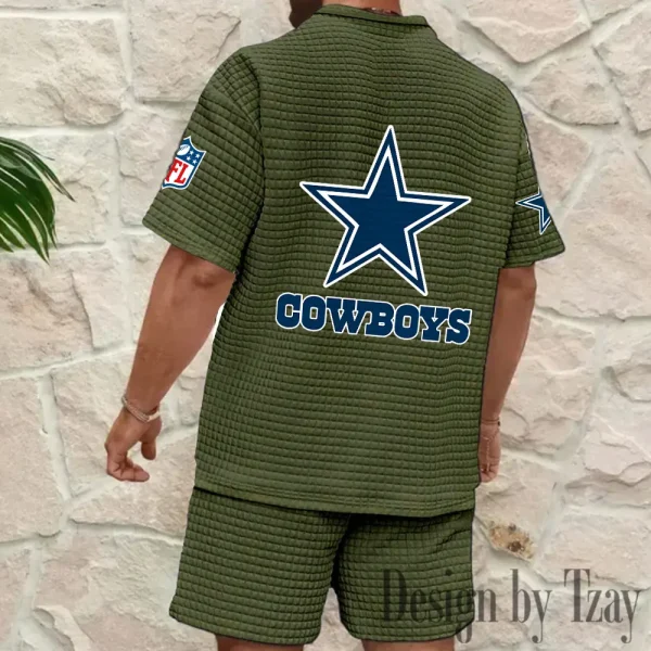 Dallas Cowboys Men's Waffle Knit Short Sleeve Slim Fit Soft Summer And Shorts BSPTWHZSS352 - Image 10