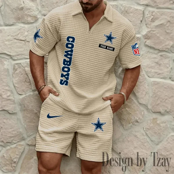 Dallas Cowboys Men's Waffle Knit Short Sleeve Slim Fit Soft Summer And Shorts BSPTWHZSS352 - Image 7