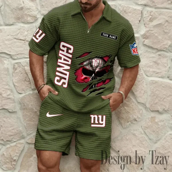 New York Giants Men's Waffle Knit Short Sleeve Slim Fit Soft Summer And Shorts BSPTWHZSS400 - Image 2
