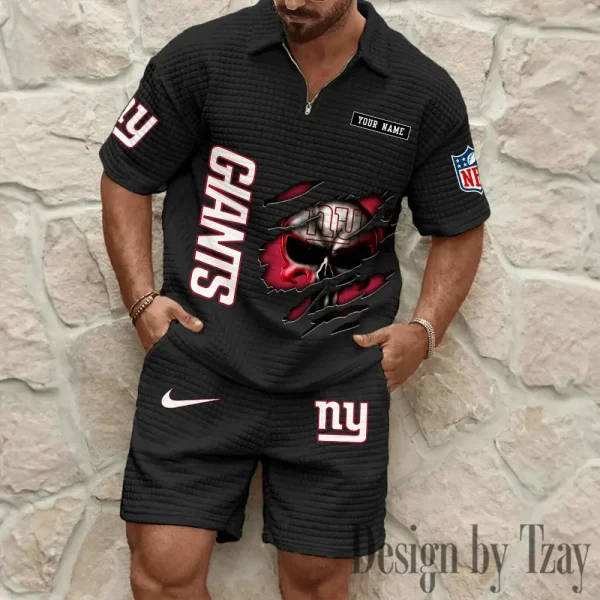New York Giants Men's Waffle Knit Short Sleeve Slim Fit Soft Summer And Shorts BSPTWHZSS400 - Image 3