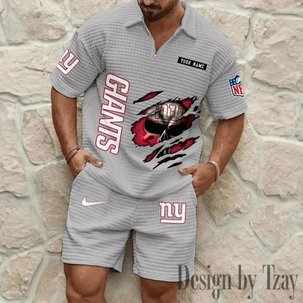 New York Giants Men's Waffle Knit Short Sleeve Slim Fit Soft Summer And Shorts BSPTWHZSS400 - Image 4