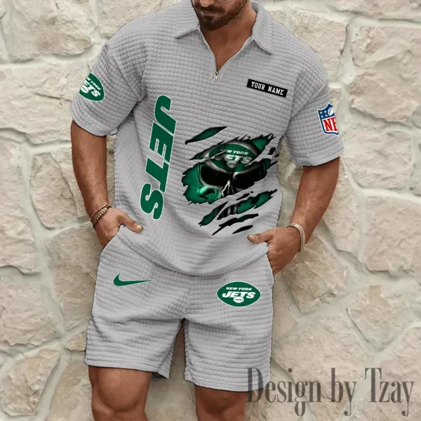 New York Jets Men's Waffle Knit Short Sleeve Slim Fit Soft Summer And Shorts BSPTWHZSS401 - Image 2