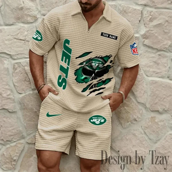 New York Jets Men's Waffle Knit Short Sleeve Slim Fit Soft Summer And Shorts BSPTWHZSS401 - Image 5
