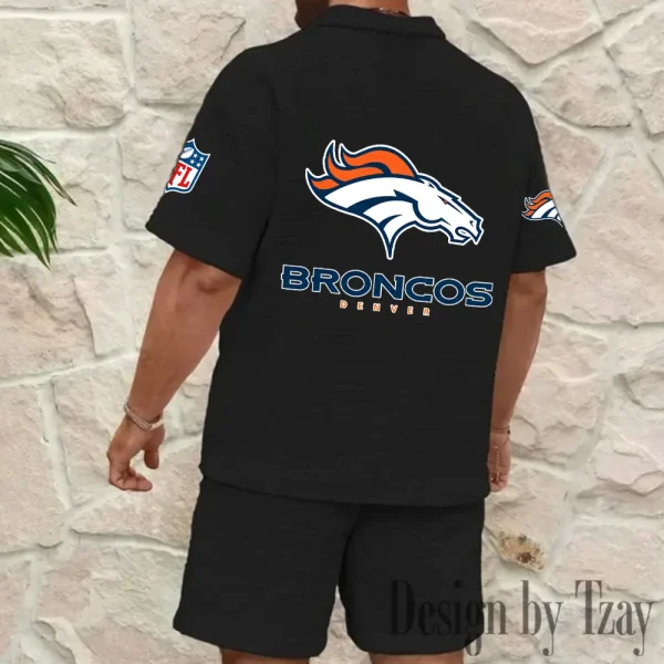 Denver Broncos Men's Waffle Knit Short Sleeve Slim Fit Soft Summer And Shorts BSPTWHZSS353 - Image 6