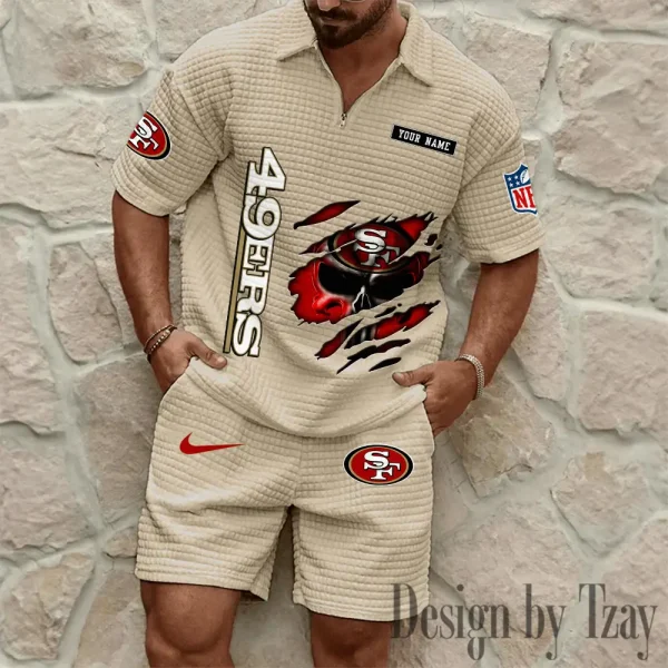 San Francisco 49ers Men's Waffle Knit Short Sleeve Slim Fit Soft Summer And Shorts BSPTWHZSS404 - Image 4