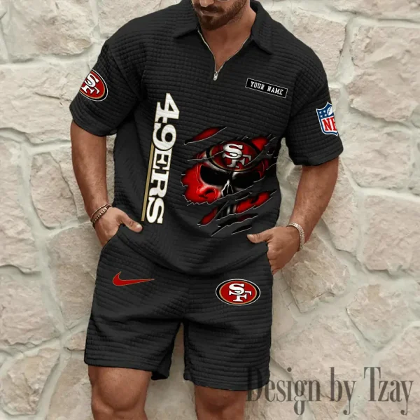 San Francisco 49ers Men's Waffle Knit Short Sleeve Slim Fit Soft Summer And Shorts BSPTWHZSS404 - Image 5