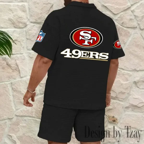 San Francisco 49ers Men's Waffle Knit Short Sleeve Slim Fit Soft Summer And Shorts BSPTWHZSS404 - Image 6