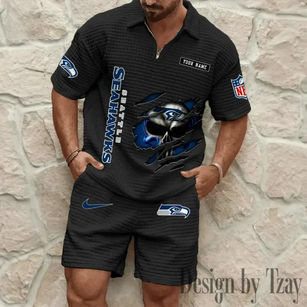 Seattle Seahawks Men's Waffle Knit Short Sleeve Slim Fit Soft Summer And Shorts BSPTWHZSS405