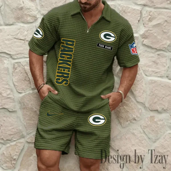 Green Bay Packers Men's Waffle Knit Short Sleeve Slim Fit Soft Summer And Shorts BSPTWHZSS355
