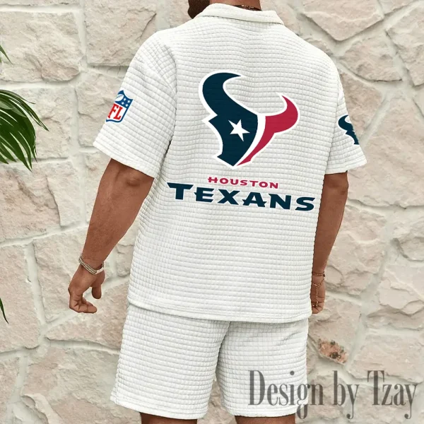 Houston Texans Men's Waffle Knit Short Sleeve Slim Fit Soft Summer And Shorts BSPTWHZSS356 - Image 10