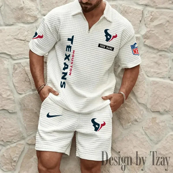 Houston Texans Men's Waffle Knit Short Sleeve Slim Fit Soft Summer And Shorts BSPTWHZSS356 - Image 9