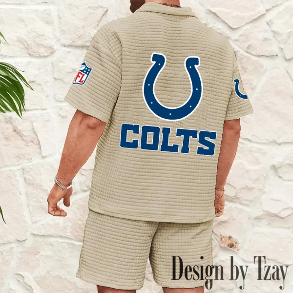Indianapolis Colts Men's Waffle Knit Short Sleeve Slim Fit Soft Summer And Shorts BSPTWHZSS357 - Image 8