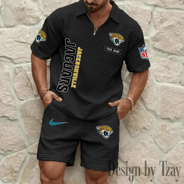 Jacksonville Jaguars Men's Waffle Knit Short Sleeve Slim Fit Soft Summer And Shorts BSPTWHZSS358