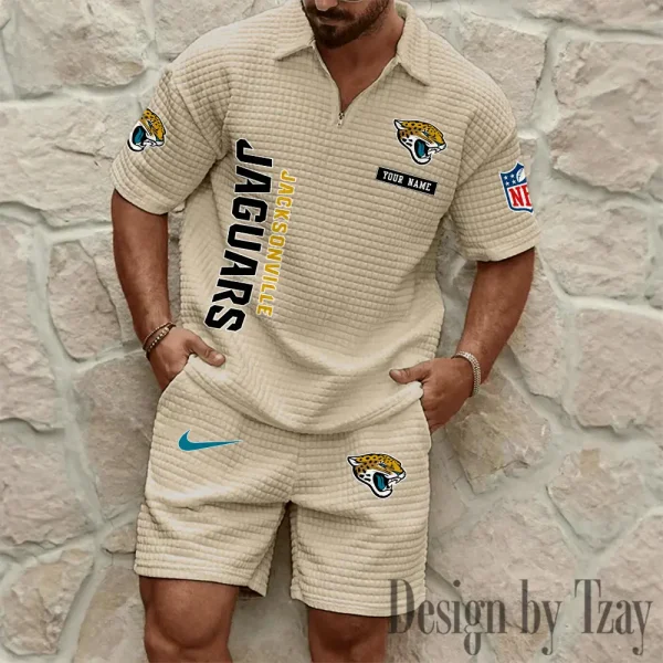Jacksonville Jaguars Men's Waffle Knit Short Sleeve Slim Fit Soft Summer And Shorts BSPTWHZSS358 - Image 3