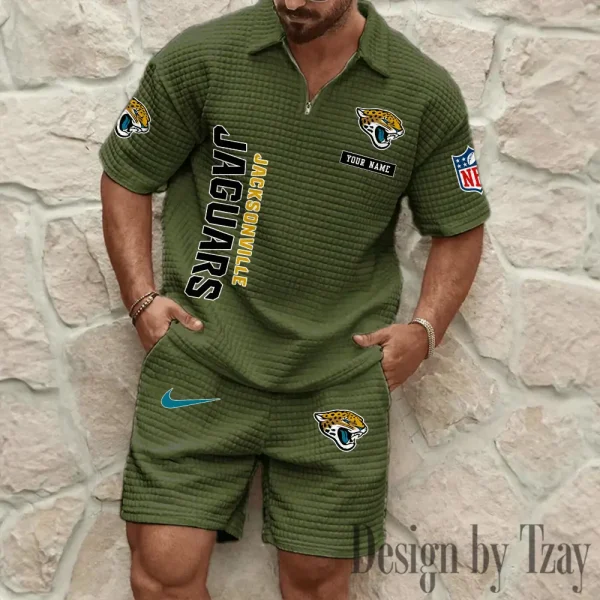 Jacksonville Jaguars Men's Waffle Knit Short Sleeve Slim Fit Soft Summer And Shorts BSPTWHZSS358 - Image 4