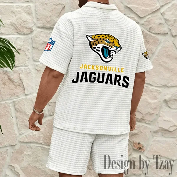 Jacksonville Jaguars Men's Waffle Knit Short Sleeve Slim Fit Soft Summer And Shorts BSPTWHZSS358 - Image 5