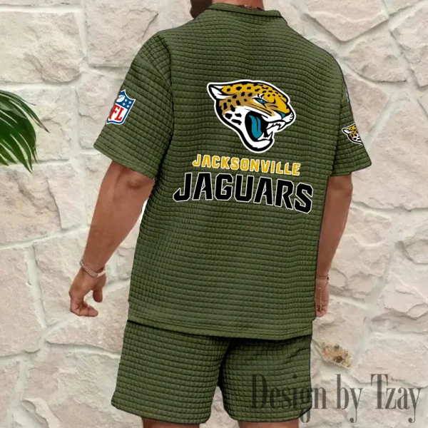 Jacksonville Jaguars Men's Waffle Knit Short Sleeve Slim Fit Soft Summer And Shorts BSPTWHZSS358 - Image 6