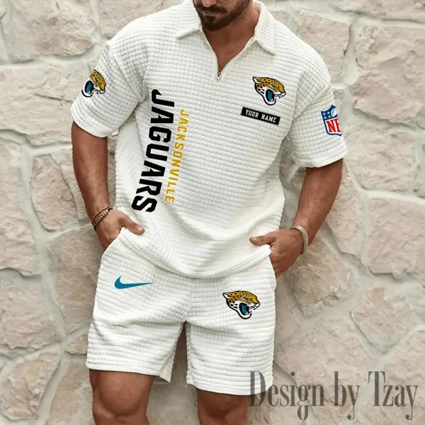 Jacksonville Jaguars Men's Waffle Knit Short Sleeve Slim Fit Soft Summer And Shorts BSPTWHZSS358 - Image 7