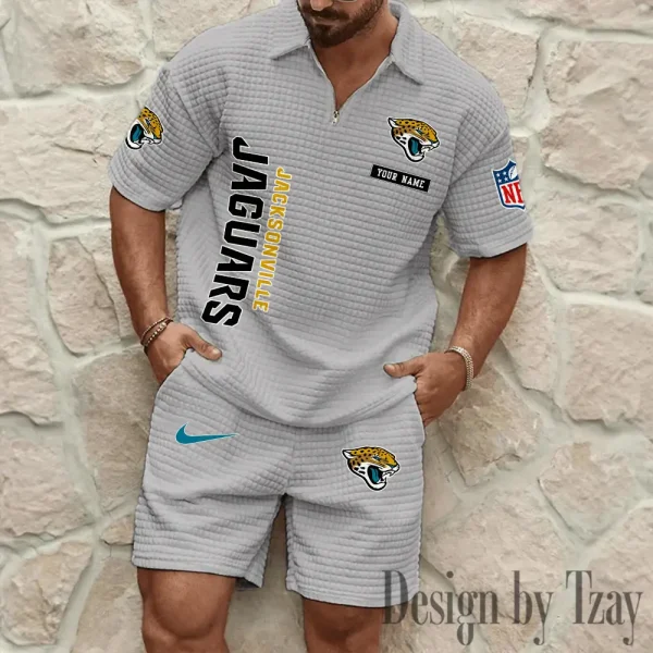 Jacksonville Jaguars Men's Waffle Knit Short Sleeve Slim Fit Soft Summer And Shorts BSPTWHZSS358 - Image 8