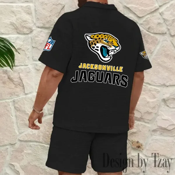 Jacksonville Jaguars Men's Waffle Knit Short Sleeve Slim Fit Soft Summer And Shorts BSPTWHZSS358 - Image 9