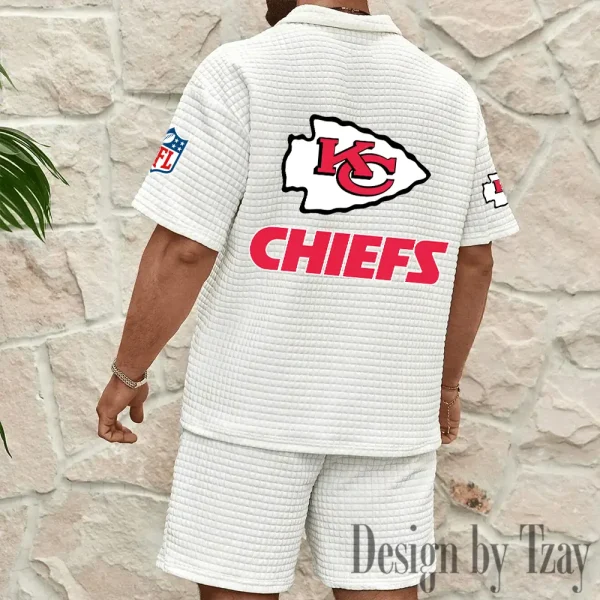 Kansas City Chiefs Men's Waffle Knit Short Sleeve Slim Fit Soft Summer And Shorts BSPTWHZSS359 - Image 10