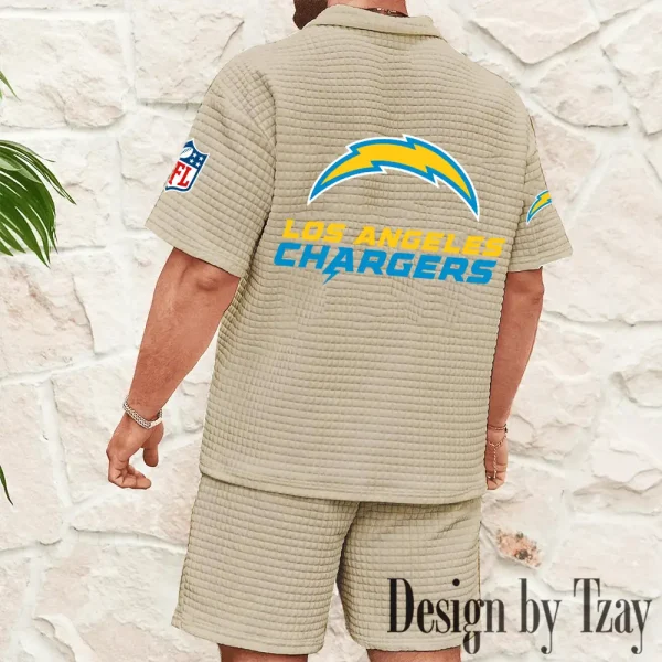 Los Angeles Chargers Men's Waffle Knit Short Sleeve Slim Fit Soft Summer And Shorts BSPTWHZSS361 - Image 6