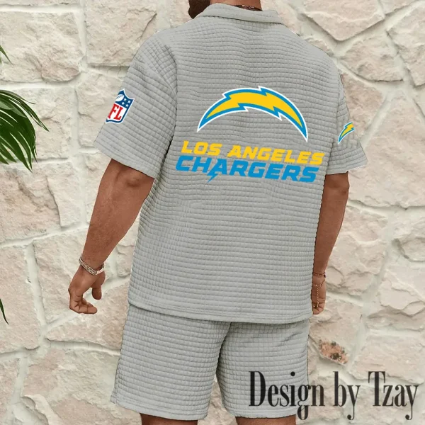 Los Angeles Chargers Men's Waffle Knit Short Sleeve Slim Fit Soft Summer And Shorts BSPTWHZSS361 - Image 8
