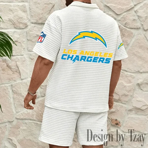 Los Angeles Chargers Men's Waffle Knit Short Sleeve Slim Fit Soft Summer And Shorts BSPTWHZSS361 - Image 10