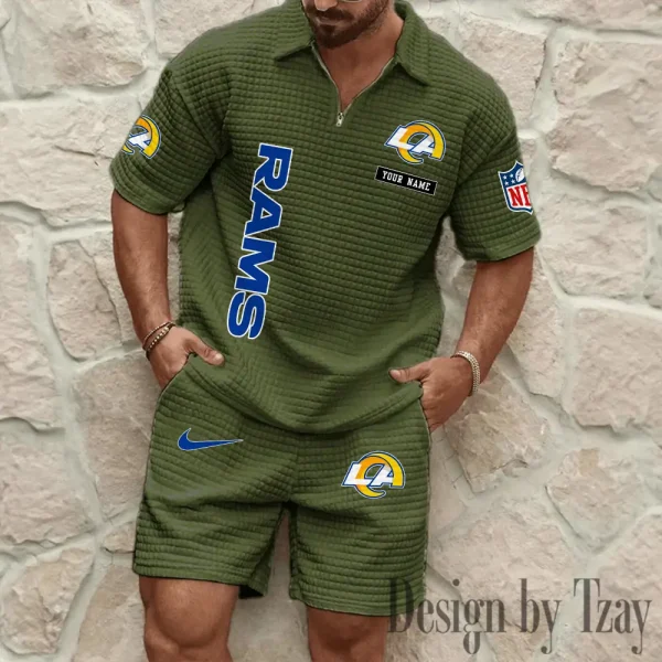 Los Angeles Rams Men's Waffle Knit Short Sleeve Slim Fit Soft Summer And Shorts BSPTWHZSS362 - Image 3