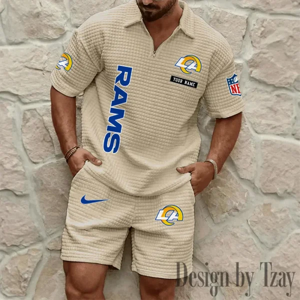 Los Angeles Rams Men's Waffle Knit Short Sleeve Slim Fit Soft Summer And Shorts BSPTWHZSS362 - Image 5