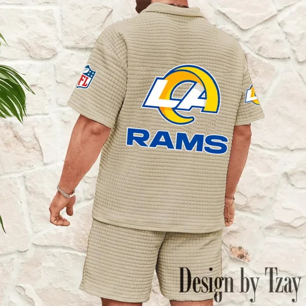 Los Angeles Rams Men's Waffle Knit Short Sleeve Slim Fit Soft Summer And Shorts BSPTWHZSS362 - Image 6