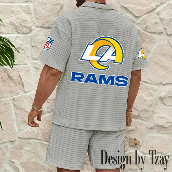 Los Angeles Rams Men's Waffle Knit Short Sleeve Slim Fit Soft Summer And Shorts BSPTWHZSS362 - Image 8