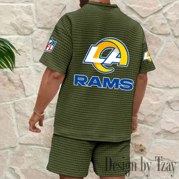 Los Angeles Rams Men's Waffle Knit Short Sleeve Slim Fit Soft Summer And Shorts BSPTWHZSS362 - Image 4
