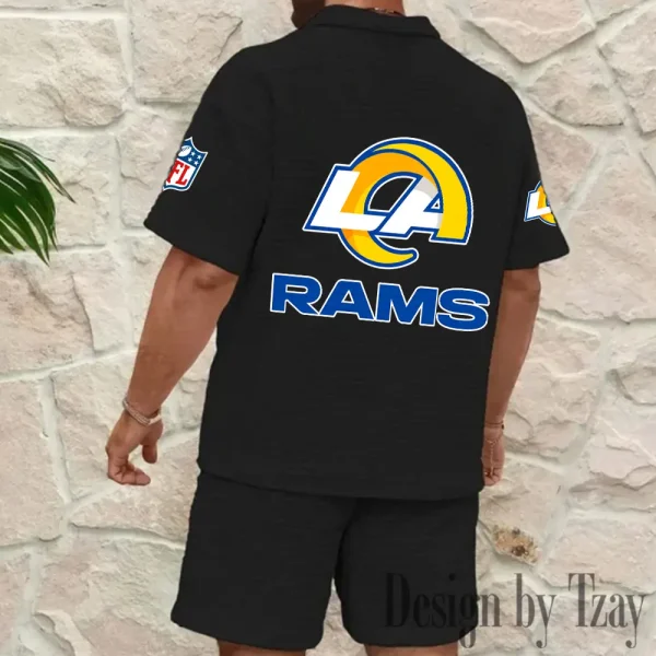 Los Angeles Rams Men's Waffle Knit Short Sleeve Slim Fit Soft Summer And Shorts BSPTWHZSS362 - Image 2