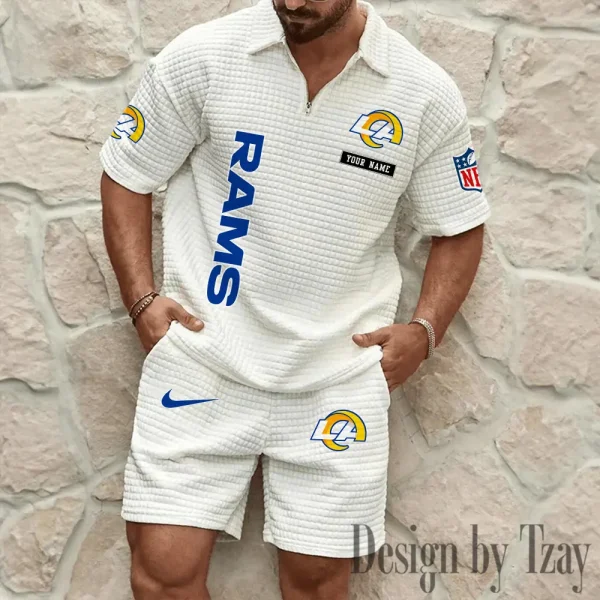 Los Angeles Rams Men's Waffle Knit Short Sleeve Slim Fit Soft Summer And Shorts BSPTWHZSS362 - Image 9