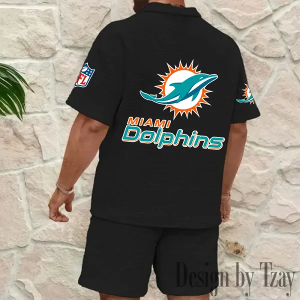 Miami Dolphins Men's Waffle Knit Short Sleeve Slim Fit Soft Summer And Shorts BSPTWHZSS363 - Image 8