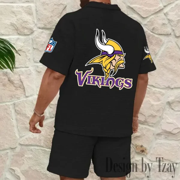 Minnesota Vikings Men's Waffle Knit Short Sleeve Slim Fit Soft Summer And Shorts BSPTWHZSS364 - Image 10