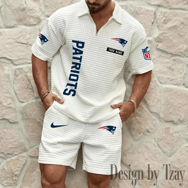 New England Patriots Men's Waffle Knit Short Sleeve Slim Fit Soft Summer And Shorts BSPTWHZSS365 - Image 7