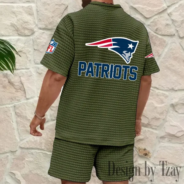 New England Patriots Men's Waffle Knit Short Sleeve Slim Fit Soft Summer And Shorts BSPTWHZSS365 - Image 6