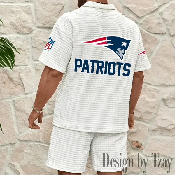 New England Patriots Men's Waffle Knit Short Sleeve Slim Fit Soft Summer And Shorts BSPTWHZSS365 - Image 8