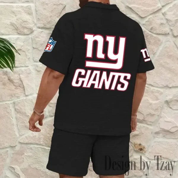 New York Giants Men's Waffle Knit Short Sleeve Slim Fit Soft Summer And Shorts BSPTWHZSS367 - Image 4