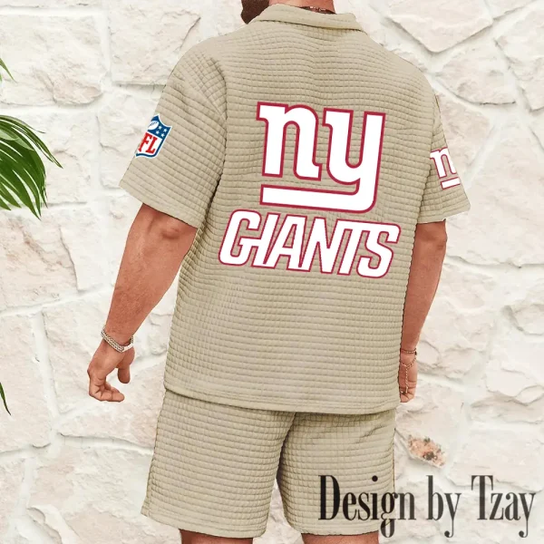 New York Giants Men's Waffle Knit Short Sleeve Slim Fit Soft Summer And Shorts BSPTWHZSS367 - Image 2