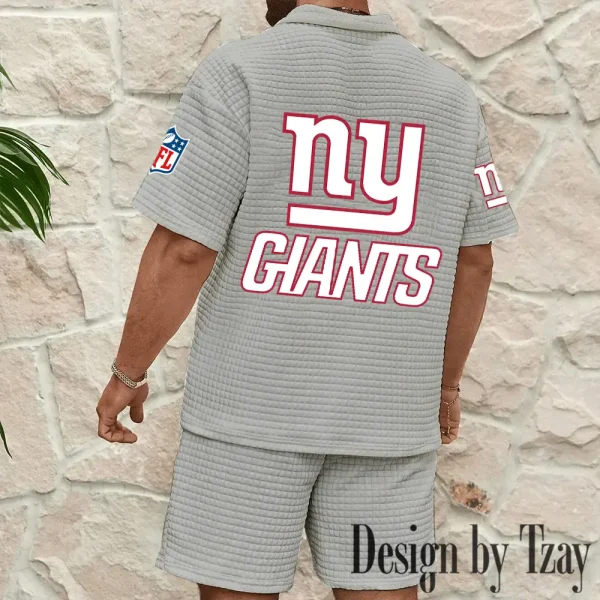 New York Giants Men's Waffle Knit Short Sleeve Slim Fit Soft Summer And Shorts BSPTWHZSS367 - Image 6