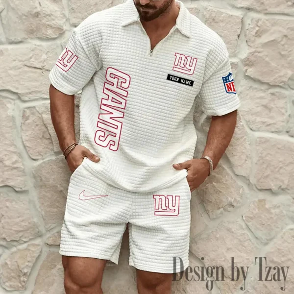 New York Giants Men's Waffle Knit Short Sleeve Slim Fit Soft Summer And Shorts BSPTWHZSS367 - Image 7