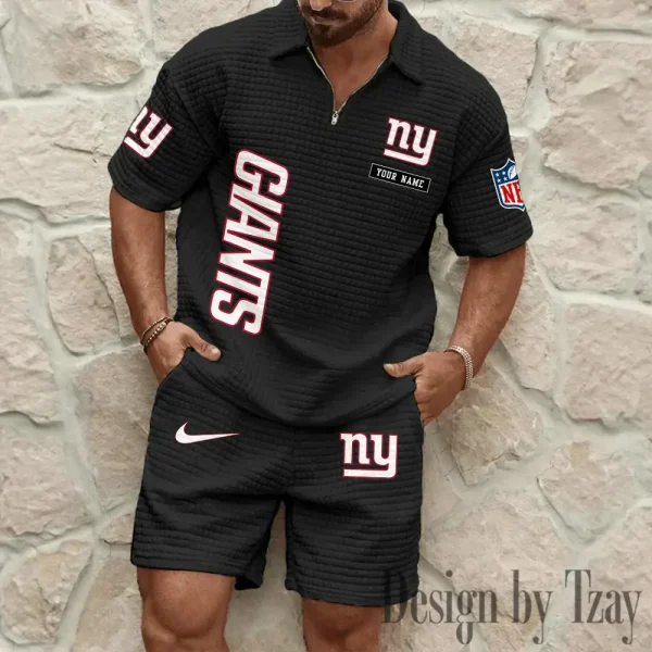 New York Giants Men's Waffle Knit Short Sleeve Slim Fit Soft Summer And Shorts BSPTWHZSS367 - Image 3