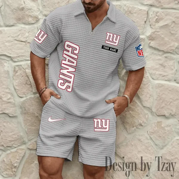 New York Giants Men's Waffle Knit Short Sleeve Slim Fit Soft Summer And Shorts BSPTWHZSS367 - Image 5