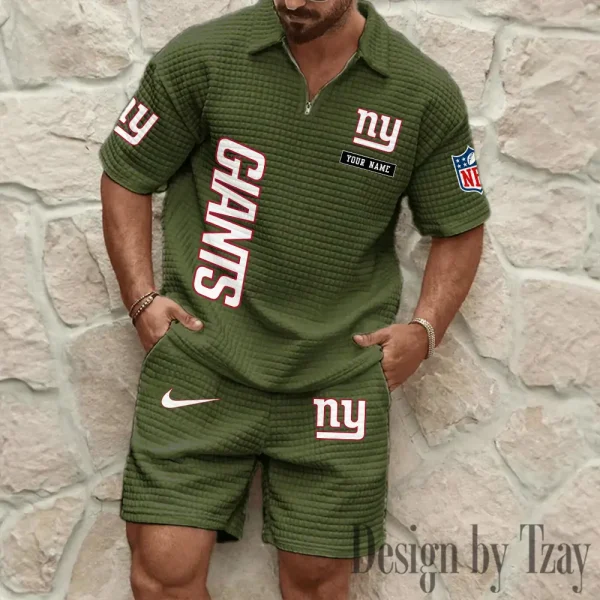 New York Giants Men's Waffle Knit Short Sleeve Slim Fit Soft Summer And Shorts BSPTWHZSS367 - Image 9